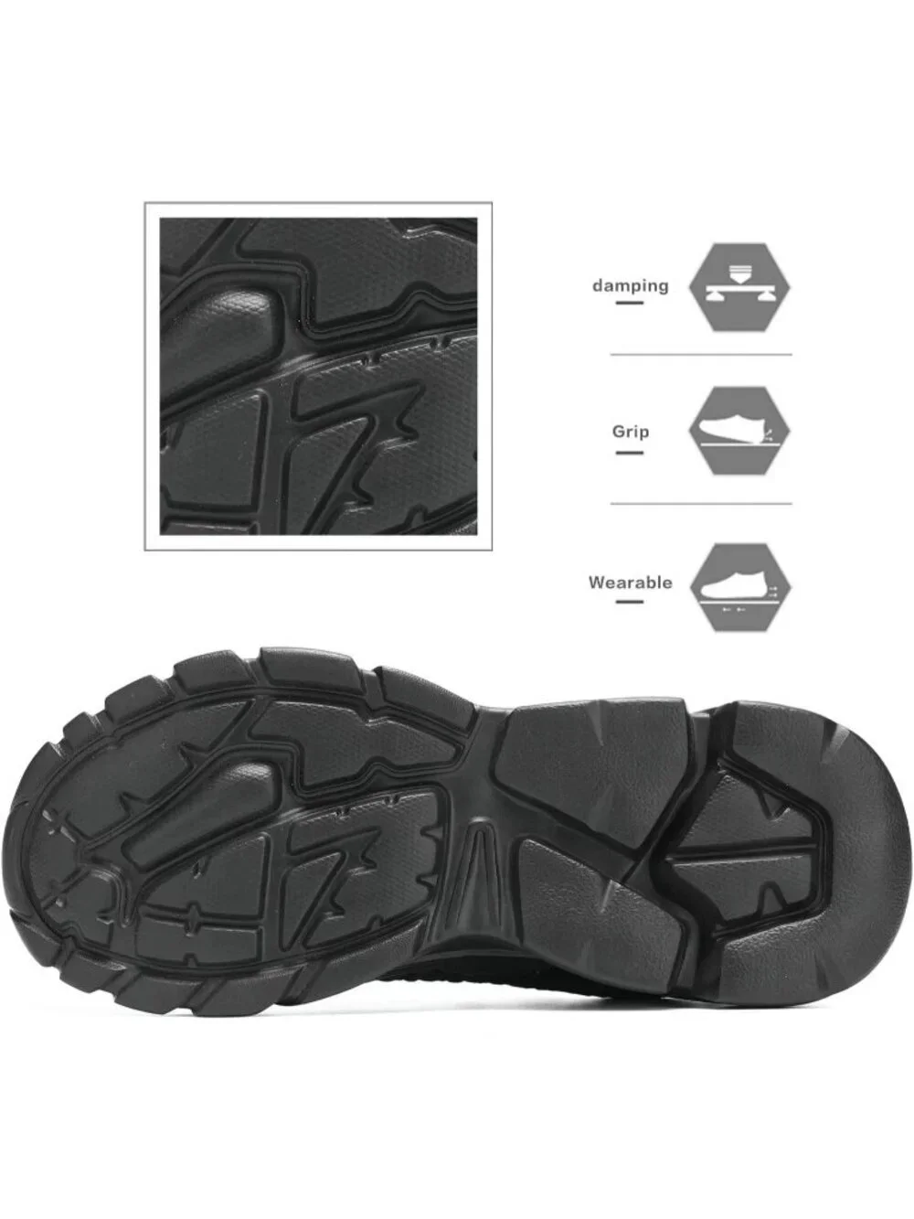 Men's Black Rubber Non Slip Breathable Lightweight Fashion Athletic Sneakers